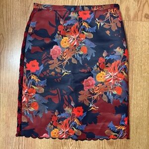 Anthropologie Leifsdottir Lined Print Skirt With Lace Back Size 2 Stunning !!